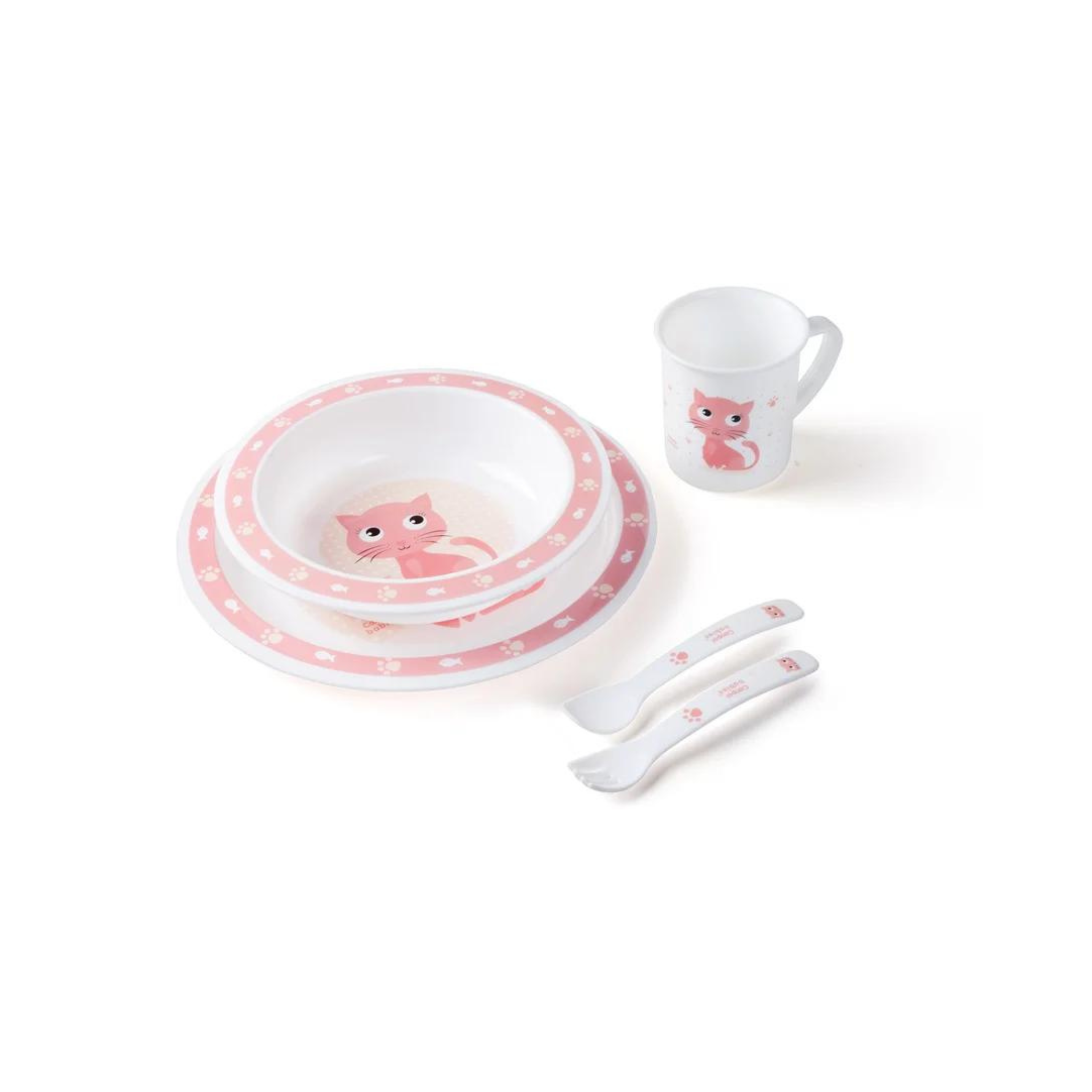 Plastic Tableware Cute Animals-Pink