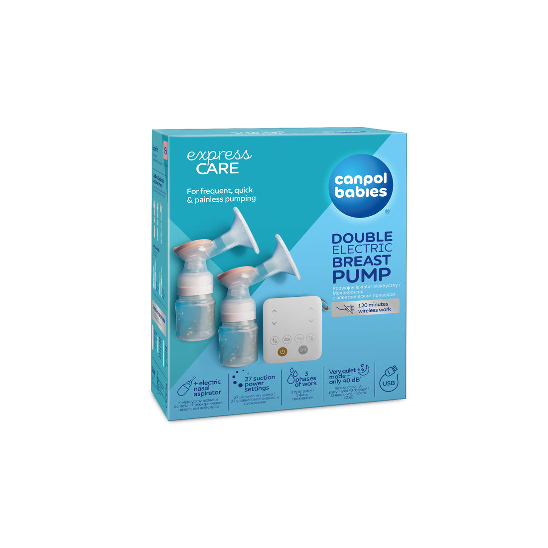 Double Electric Breast Pump Express Care with Nasal Aspirator