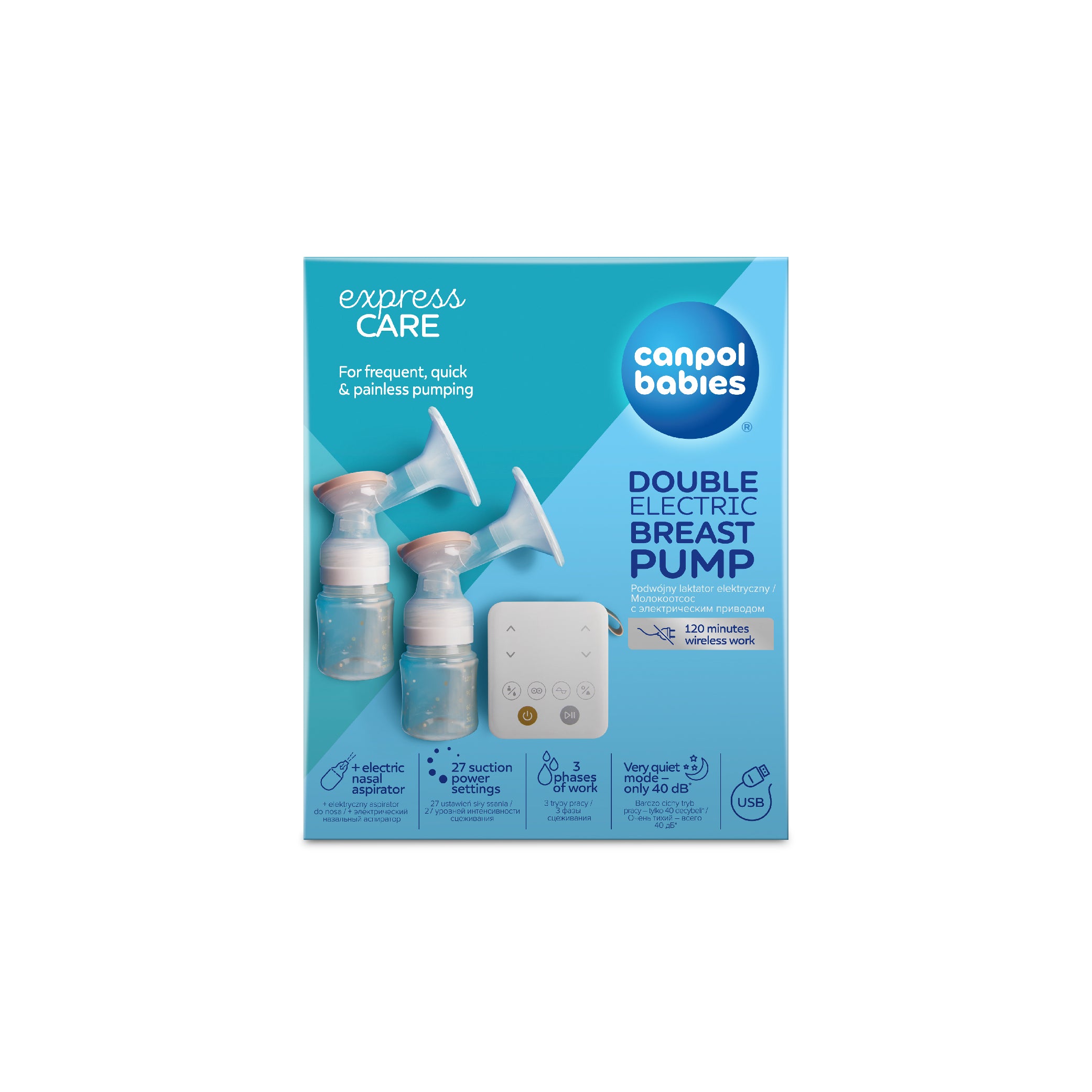 Double Electric Breast Pump Express Care with Nasal Aspirator