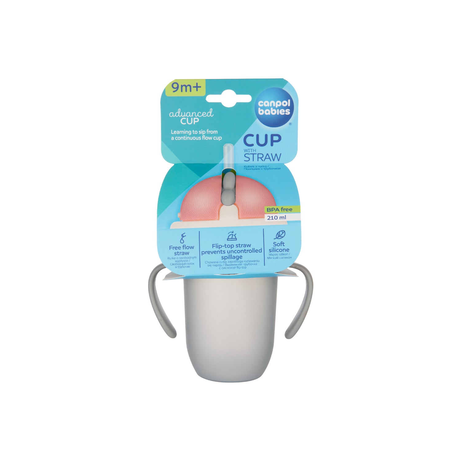 Cup with Silicone Flip-top Straw 210ml-Matte Pastels Collection