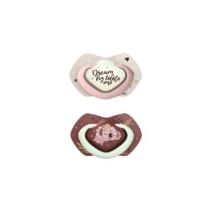 Symmetrical Silicone Soother Light touch Glow in the Dark-Sleepy Koala Pink 18m+ (2pcs)