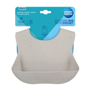 Silicone Bib with a Pocket-Dots