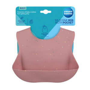 Silicone Bib with a Pocket-Dots