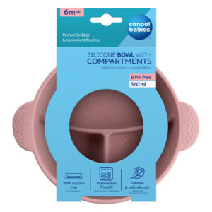 Silicone Bowl with 3 Compartments and Suction 360ml DOTS