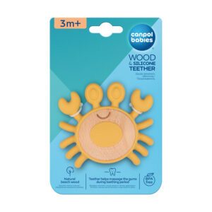 Wooden-silicone teether for babies - Crab