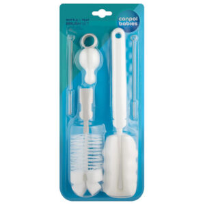 Bottle and teat brush set with changeable ending